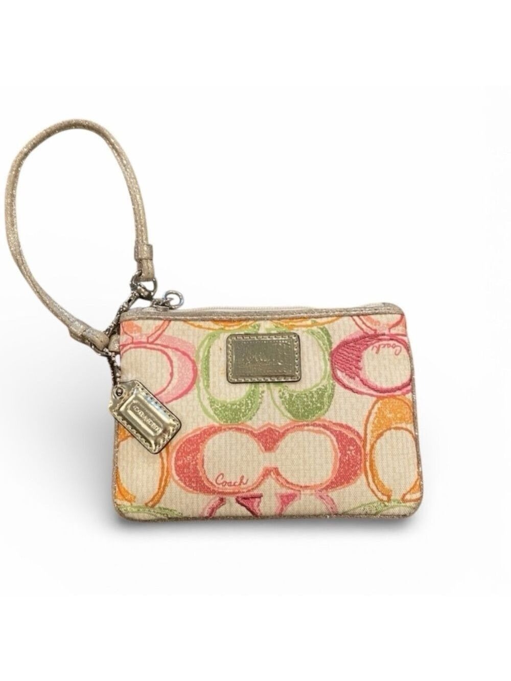 Coach Poppy Signature C Small Zip Wristlet Cream Multi